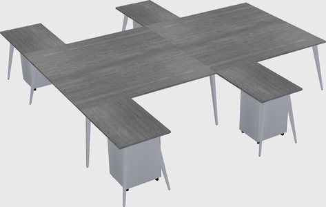 Shared l-shaped office desk system
