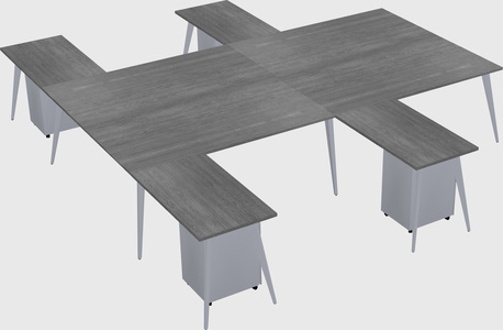 Shared l-shaped office desk system