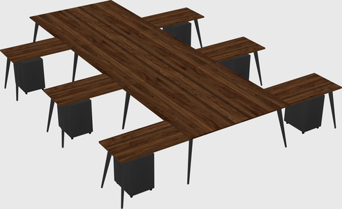 Shared l-shaped office desk system