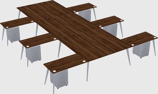 Shared l-shaped office desk system