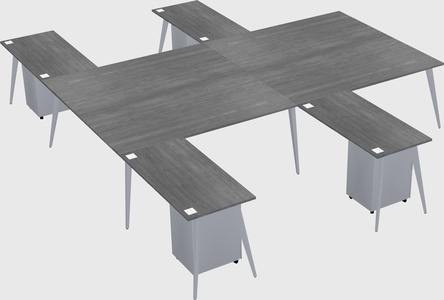 Shared l-shaped office desk system