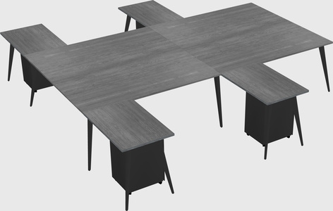 Shared l-shaped office desk system