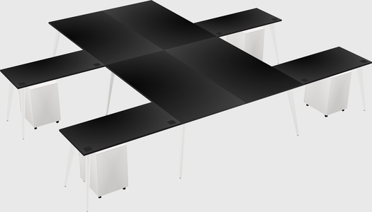 Shared l-shaped office desk system