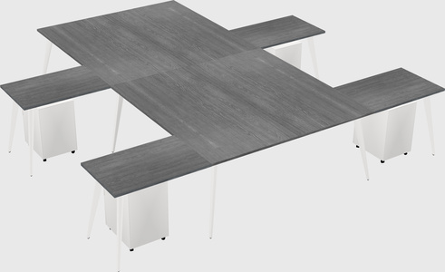 Shared l-shaped office desk system