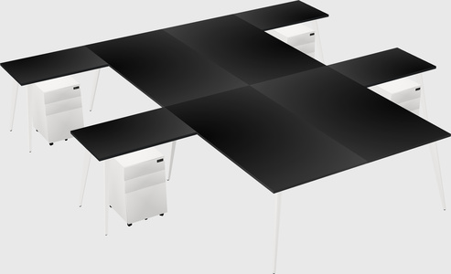 Shared l-shaped office desk system