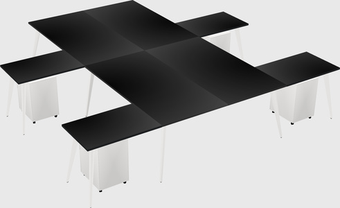 Shared l-shaped office desk system