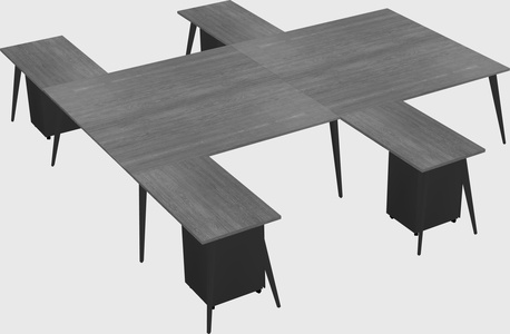 Shared l-shaped office desk system