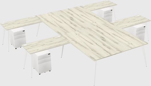Shared l-shaped office desk system