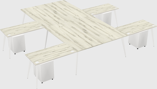 Shared l-shaped office desk system