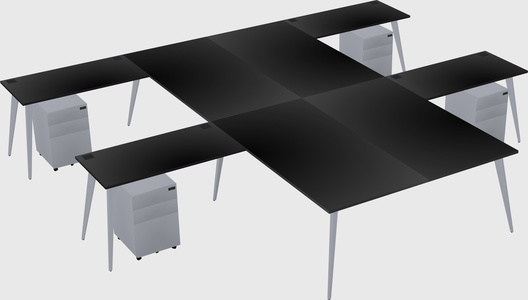 Shared l-shaped office desk system