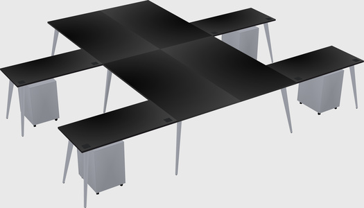 Shared l-shaped office desk system
