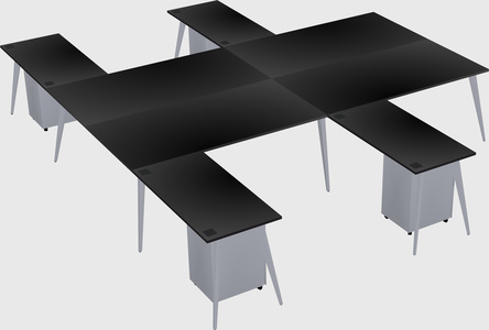 Shared l-shaped office desk system