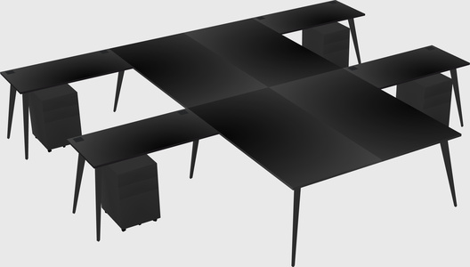 Shared l-shaped office desk system