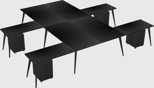 Shared l-shaped office desk system