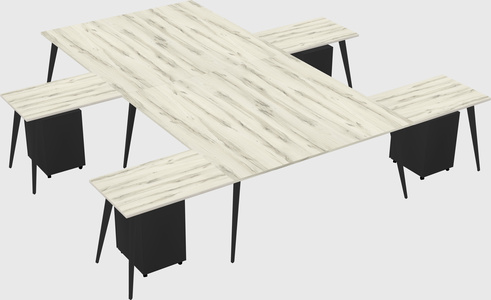 Shared l-shaped office desk system
