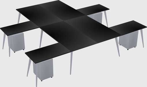 Shared l-shaped office desk system