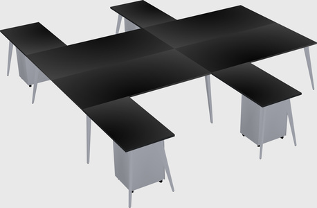 Shared l-shaped office desk system