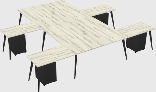 Shared l-shaped office desk system