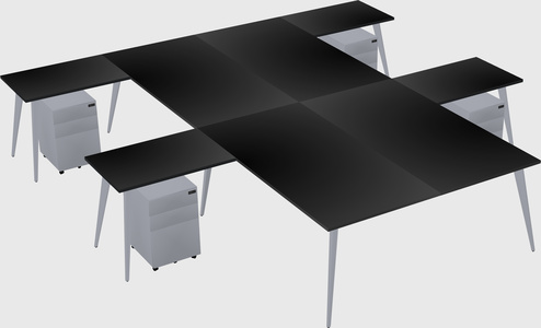 Shared l-shaped office desk system