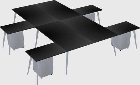 Shared l-shaped office desk system