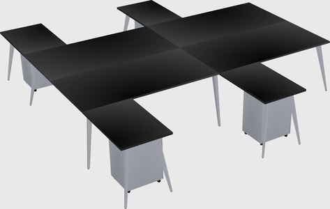 Shared l-shaped office desk system