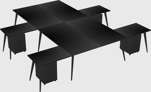 Shared l-shaped office desk system