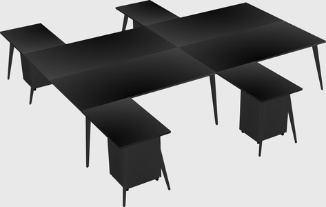 Shared l-shaped office desk system