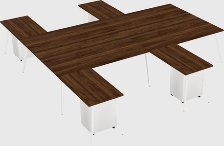 Shared l-shaped office desk system