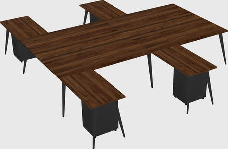Shared l-shaped office desk system