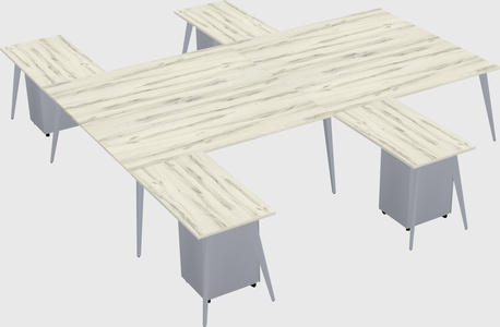Shared l-shaped office desk system