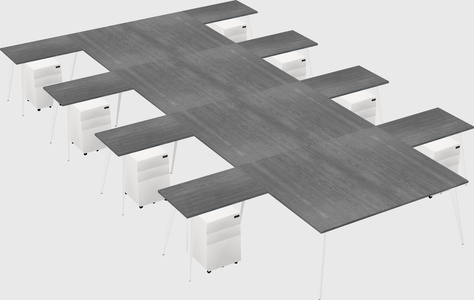 Shared l-shaped office desk system