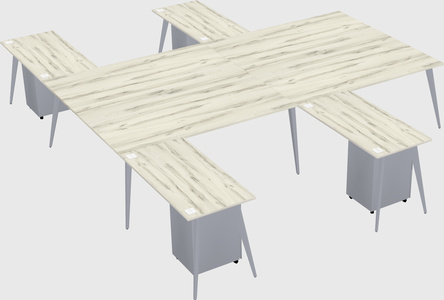 Shared l-shaped office desk system
