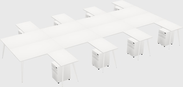 Shared L-shaped Office Desk System