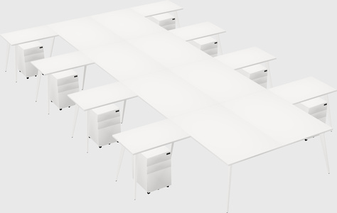 Shared l-shaped office desk system