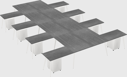 Shared l-shaped office desk system