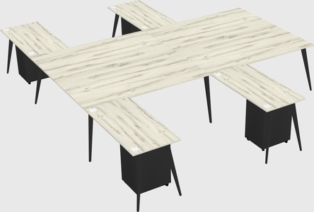 Shared l-shaped office desk system