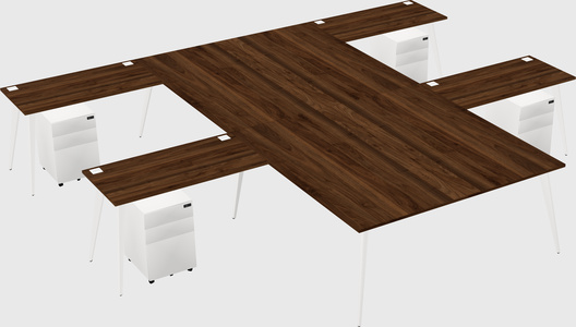 Shared l-shaped office desk system