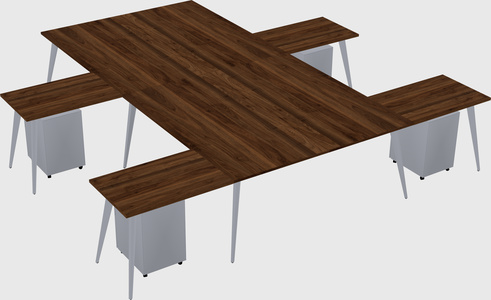 Shared l-shaped office desk system