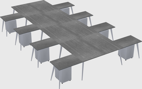 Shared l-shaped office desk system