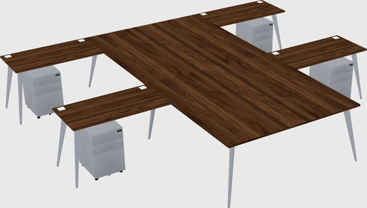 Shared l-shaped office desk system