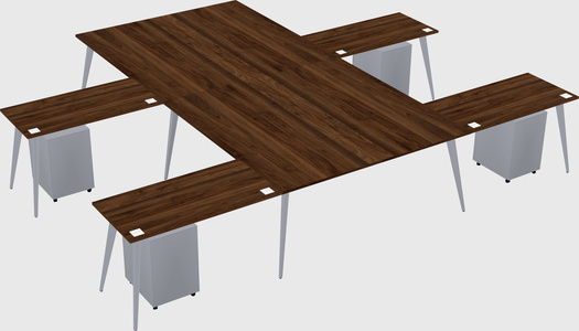 Shared l-shaped office desk system