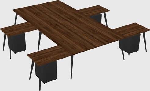 Shared l-shaped office desk system