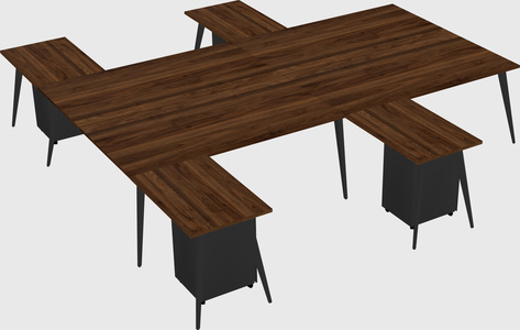 Shared l-shaped office desk system