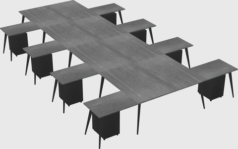 Shared l-shaped office desk system
