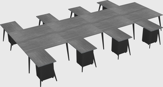 Shared l-shaped office desk system