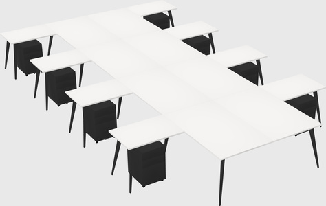Shared l-shaped office desk system