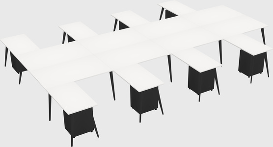 Shared l-shaped office desk system