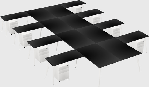 Shared l-shaped office desk system