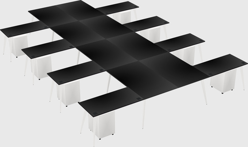 Shared l-shaped office desk system