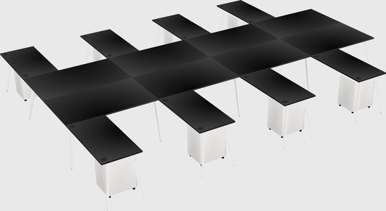 Shared l-shaped office desk system